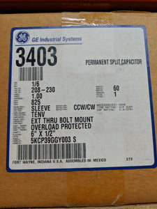 GE 3403, 1/6 HP, 208-230 Volts, 5KCP39GGY003S