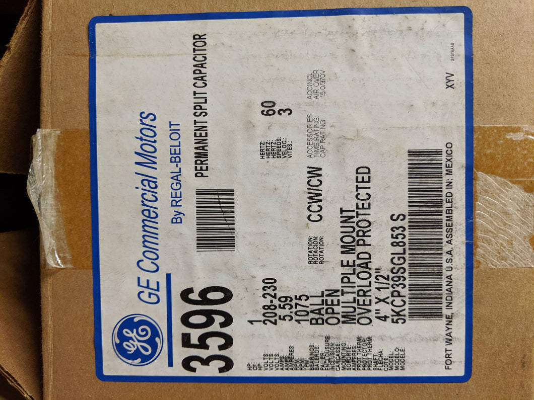 GE 3596, 1 HP, 208-230 Volts, 5KCP39SGL853S