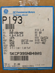 GE P193, .8 HP, 200-230/460 Volts, 5KCP39SNB480S